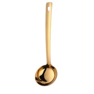 Gold Soup Ladle, BuyGo Large Serving Soup Spoon Stainless Steel Long Handle Soup Pan Ladle for Cooking, Stirring, Dishwasher Safe, 11.81 inches