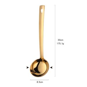 Gold Soup Ladle, BuyGo Large Serving Soup Spoon Stainless Steel Long Handle Soup Pan Ladle for Cooking, Stirring, Dishwasher Safe, 11.81 inches