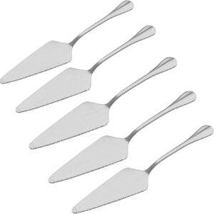 stainless steel cake server, all in one cutter & server set pie server wedding cake knife for party and daily use, pack of 5