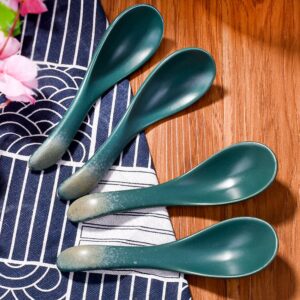 Ceramic Soup Spoons set of 4, Asian Japanese Soup Spoons Suitable for Pho Wonton Noodle Ramen Oat