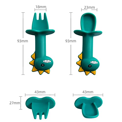 Baby Teething Toys Baby Teethers for Babies 0-6 Months 6-12 Months Infants (Dark Green, Dino Spoon Set)