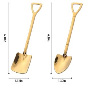 4PCS Shovel Spoon Ice Cream Spoon Coffee Spoon Yogurt Spoons Stainless Steel Dessert Spoons（ Colored, Gold）