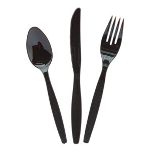 bulk plastic cutlery sets for 70, 210 pieces, spoons, knives, forks, party and wedding supplies (chocolate)
