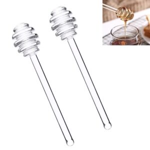 2pcs 6 inches clear glass honey dipper sticks stirring sticks server honey spoon for honey jar dispense drizzle honey and wedding party favors