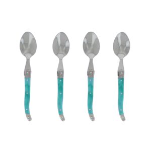 laguiole 4-piece coffee spoons (faux turquoise) - stainless steel spoon set – elegantly designed tea spoons – dishwasher safe coffee spoon set – small spoons for tea, dessert & ice cream