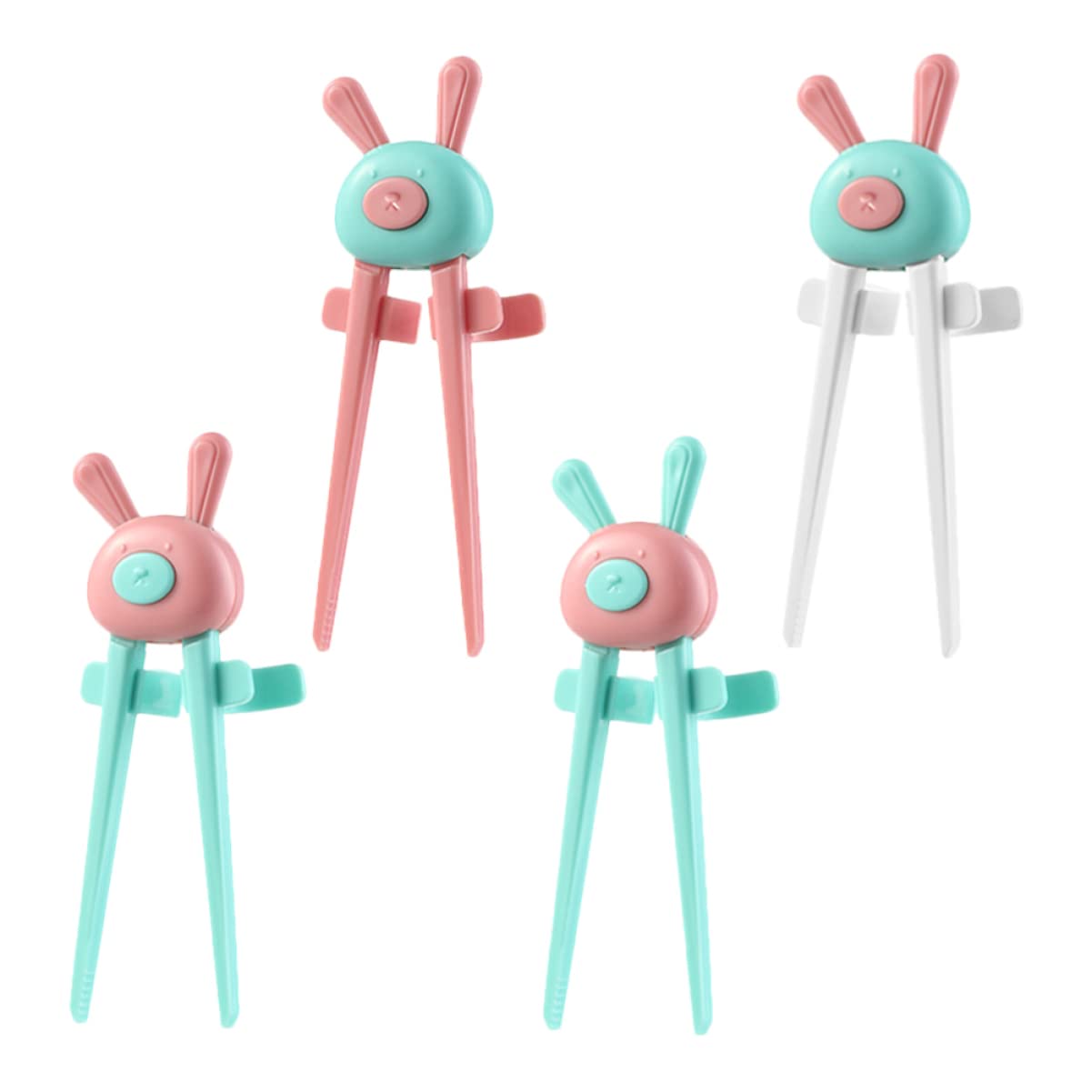 8 pcs Lovely Reusable Plastic Sleeves Learning Snack Chopsticks, Auxiliary Rabbit Conters Cartoon Gifts Gamers Snacks Random Tongs Gamer Clips Slip Phones Clips, Eating