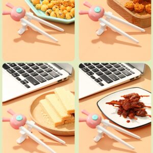 8 pcs Lovely Reusable Plastic Sleeves Learning Snack Chopsticks, Auxiliary Rabbit Conters Cartoon Gifts Gamers Snacks Random Tongs Gamer Clips Slip Phones Clips, Eating