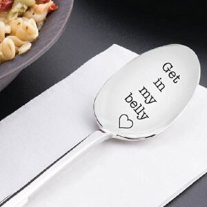 Get In My Belly - Gift for Dad - Austin Powers Quote - dad birthday gift - Movie Quote Unique Gift - Funny Gift - Engraved Spoon - Lover Gift Idea - Funny food gift - father's day gift