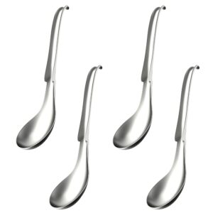 dinner soup spoons, 4 pcs stainless steel spoons table spoon silverware silver spoons for soup, rice, tea, milk, coffee, dessert, dishwasher safe