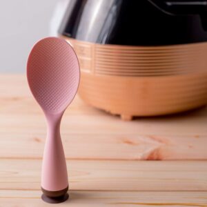 nineware standing mountable rice paddle | non-stick embossed, good grip | dishwasher safe | made in korea (pink)