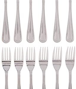 Winco 12-Piece Dots Salad Fork Set, 18-0 Stainless Steel, Silver