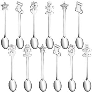 eshylala 12 pack creative christmas spoon stainless steel coffee spoon christmas stirring spoon tea spoon soup spoon, 5 inch