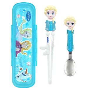 Frozen Queen Elsa Kids Children Spoon Training Chopsticks Flatware Utensil Cutlery Dinnerware Tableware Set with Case, 3 pieces