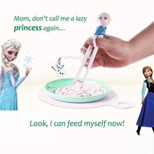 Frozen Queen Elsa Kids Children Spoon Training Chopsticks Flatware Utensil Cutlery Dinnerware Tableware Set with Case, 3 pieces