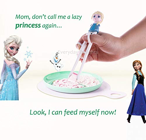 Frozen Queen Elsa Kids Children Spoon Training Chopsticks Flatware Utensil Cutlery Dinnerware Tableware Set with Case, 3 pieces