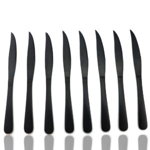jashii modern royal 8 pcs steak knife matte black 18/10 stainless steel utensils cutlery dinnerware knife serrated steak knife