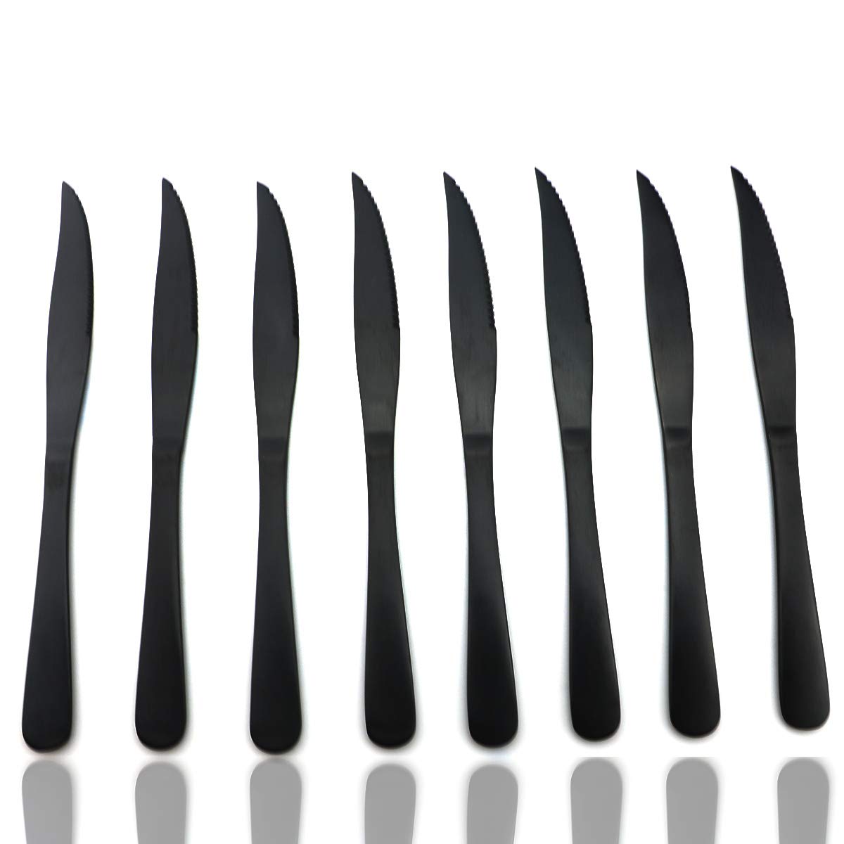 JASHII Modern Royal 8 Pcs Steak Knife Matte Black 18/10 Stainless Steel Utensils Cutlery Dinnerware Knife Serrated Steak Knife