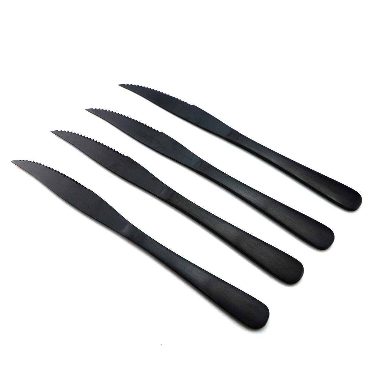 JASHII Modern Royal 8 Pcs Steak Knife Matte Black 18/10 Stainless Steel Utensils Cutlery Dinnerware Knife Serrated Steak Knife