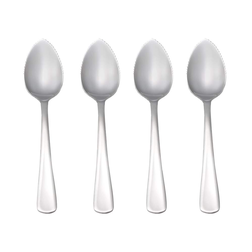 (Set of 4) Grapefruit Spoons, 18/0 Stainless Steel 6 3/8-inch Serrated Edge Oval Spoon