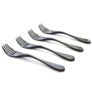 knork original titanium alloy coated salad forks, 4 piece set, matte black