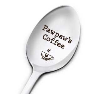 pawpaw's coffee spoon gifts, father’s day birthday thanksgiving christmas gifts for best grandpa ever, grandpa gifts from granddaughter grandson grandchildren, engraved stainless steel spoon