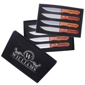 the wedding party store personalized steak knives gift set of 4, 6, 8 with oak wood handles (set of 8)