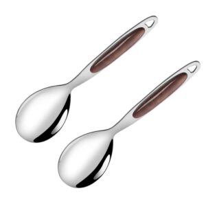 HEMOTON Rice Paddle Spoon 2Pcs Rice Paddle Rice Spoon Stainless Steel Rice Serving Spoon Rice Scooper Non- stick Rice Spatula Rice Server Spoon