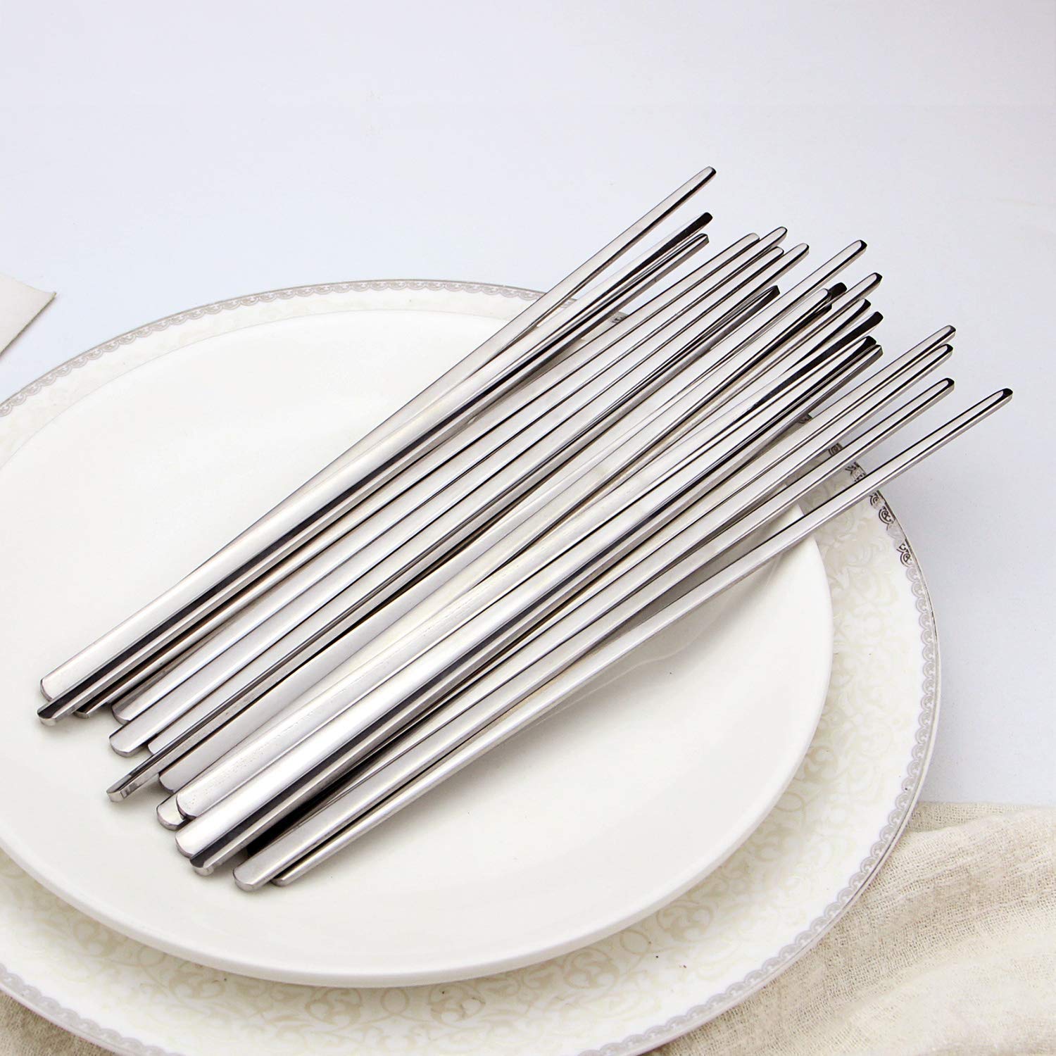 8 Pieces Stainless Steel Korean Spoons + 10 Pairs Stainless Steel Chopsticks