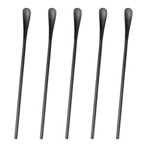 black matte long handle spoon cocktail mixing stirring spoons iced tea coffee spoons with 8.6 inch long handle brushed sus304 stainless steel, 5-piece