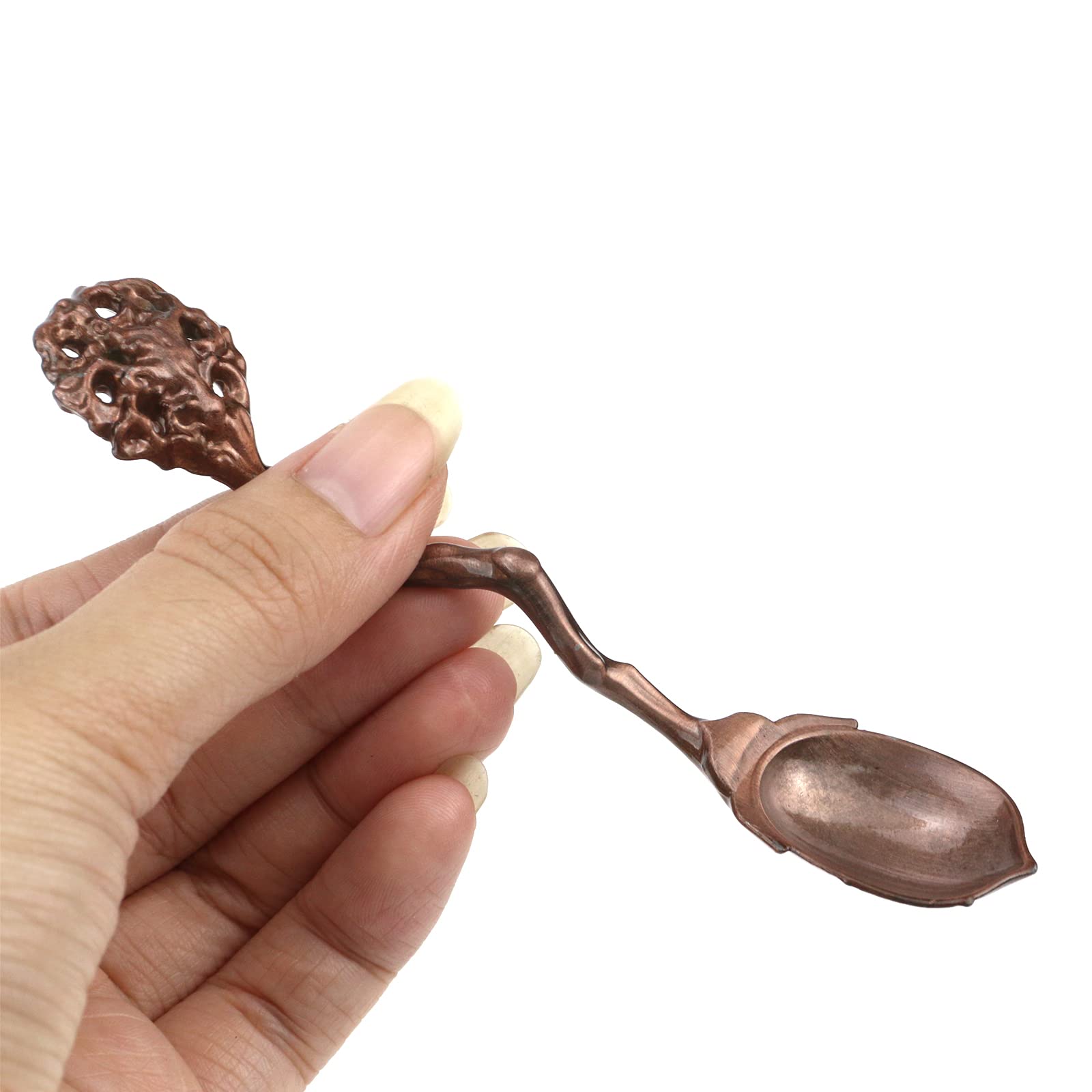 Tighall Vintage Royal Style Carved Coffee Spoon Dessert Spoons Antique Teaspoon Mini Tableware Ice Cream Decorative Spoons for Cafe Kitchen Dining Bar (5PCS, Red Bronze)