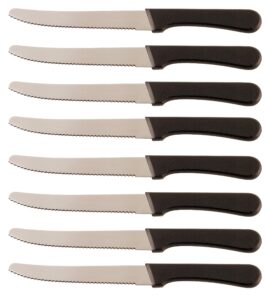 steak knives serrated set, restaurant quality, stainless steel, 4.25-inch, rounded tip, set of 8 (8)