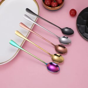 Stainless Steel Spoon, Soup Spoon,Mirror Finish Spoons,Kitchen Serving Spoons,Coffee spoon，Dessert Spoon, Ice Cream Spoons for Soup Rice Tea Milk Coffee Dessert (5 PCS,bright color)