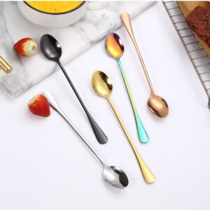 Stainless Steel Spoon, Soup Spoon,Mirror Finish Spoons,Kitchen Serving Spoons,Coffee spoon，Dessert Spoon, Ice Cream Spoons for Soup Rice Tea Milk Coffee Dessert (5 PCS,bright color)