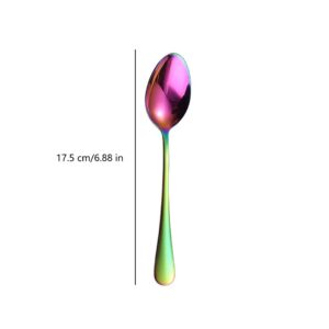 Stainless Steel Spoon, Soup Spoon,Mirror Finish Spoons,Kitchen Serving Spoons,Coffee spoon，Dessert Spoon, Ice Cream Spoons for Soup Rice Tea Milk Coffee Dessert (5 PCS,bright color)