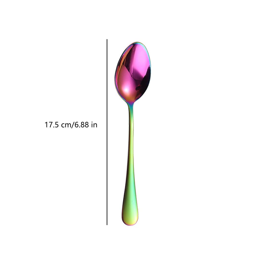 Stainless Steel Spoon, Soup Spoon,Mirror Finish Spoons,Kitchen Serving Spoons,Coffee spoon，Dessert Spoon, Ice Cream Spoons for Soup Rice Tea Milk Coffee Dessert (5 PCS,bright color)