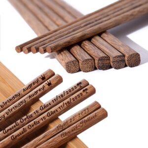 Personalized Custom Wooden Chopsticks with Name Bulk for Beginners Custom Engraved Bamboo Chop Sticks Wedding Favors Party Gifts Housewarming Birthday Party Wedding Gifts(A 120PC)