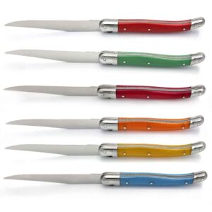 Set of 6 Laguiole steak knives ABS in assorted colors handles - Direct from France