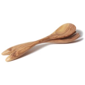 berard french olive wood 12-inch handcrafted suisse servers set, terra collection
