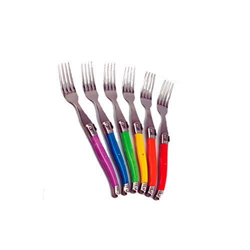 Laguiole Ambiance 6 forks, trendy multicolors