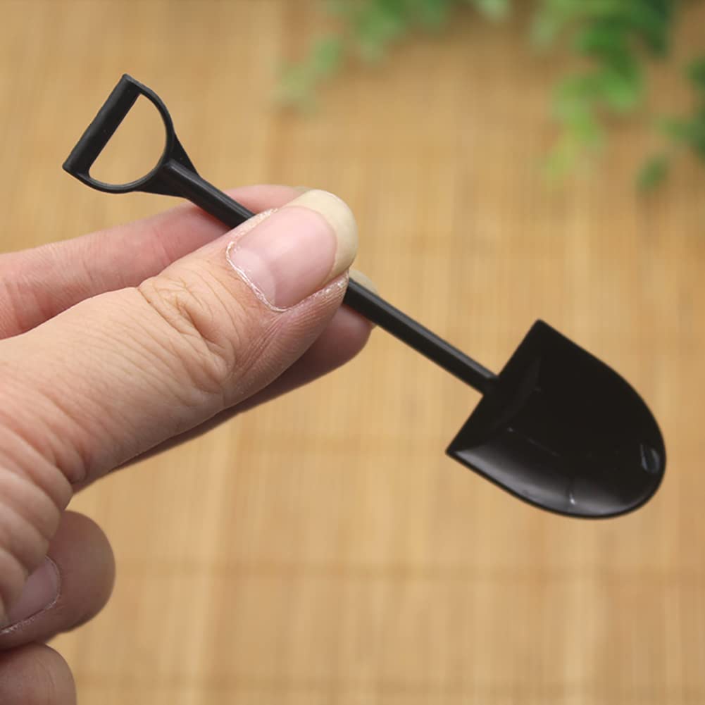 UUYYEO 100 Pcs Plastic Ice Cream Spoons Mini Dessert Shovels Pudding Yogurt Spoons Shovel Shape Spoons for Potted Cake