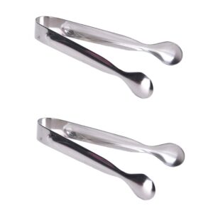 motzu 2 pieces mini appetizers tongs 4-inch serving tong - premium 18/8 stainless steel sugar clamp tongs silver perfect for tea party, coffee bar, ice, buffet, kitchen