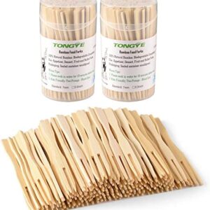 Tongye Banboo Forks 3.5 inch 220 Pcs & Bamboo Skewes 4 inch 200 Pcs