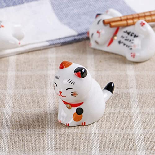 Cat Chopsticks Rest Dinner Spoon Stand Knife Fork Holder, Delightful Cat Shaped Chopsticks Holder, Ceramic Pattern Chopsticks Rest Rack Spoon Fork Knife Holder Rack Practice Furnishing Articles