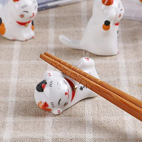 Cat Chopsticks Rest Dinner Spoon Stand Knife Fork Holder, Delightful Cat Shaped Chopsticks Holder, Ceramic Pattern Chopsticks Rest Rack Spoon Fork Knife Holder Rack Practice Furnishing Articles