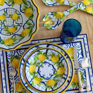 Le Cadeaux Palermo Lemon Basil Melamine Spoon Rest and Tea Towel Set