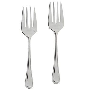set of two (2) - elegant regency line tabletop flatware serving meat fork, serving utensil, buffet banquet serving forks, 18/8 gauge mirror-polished stainless steel