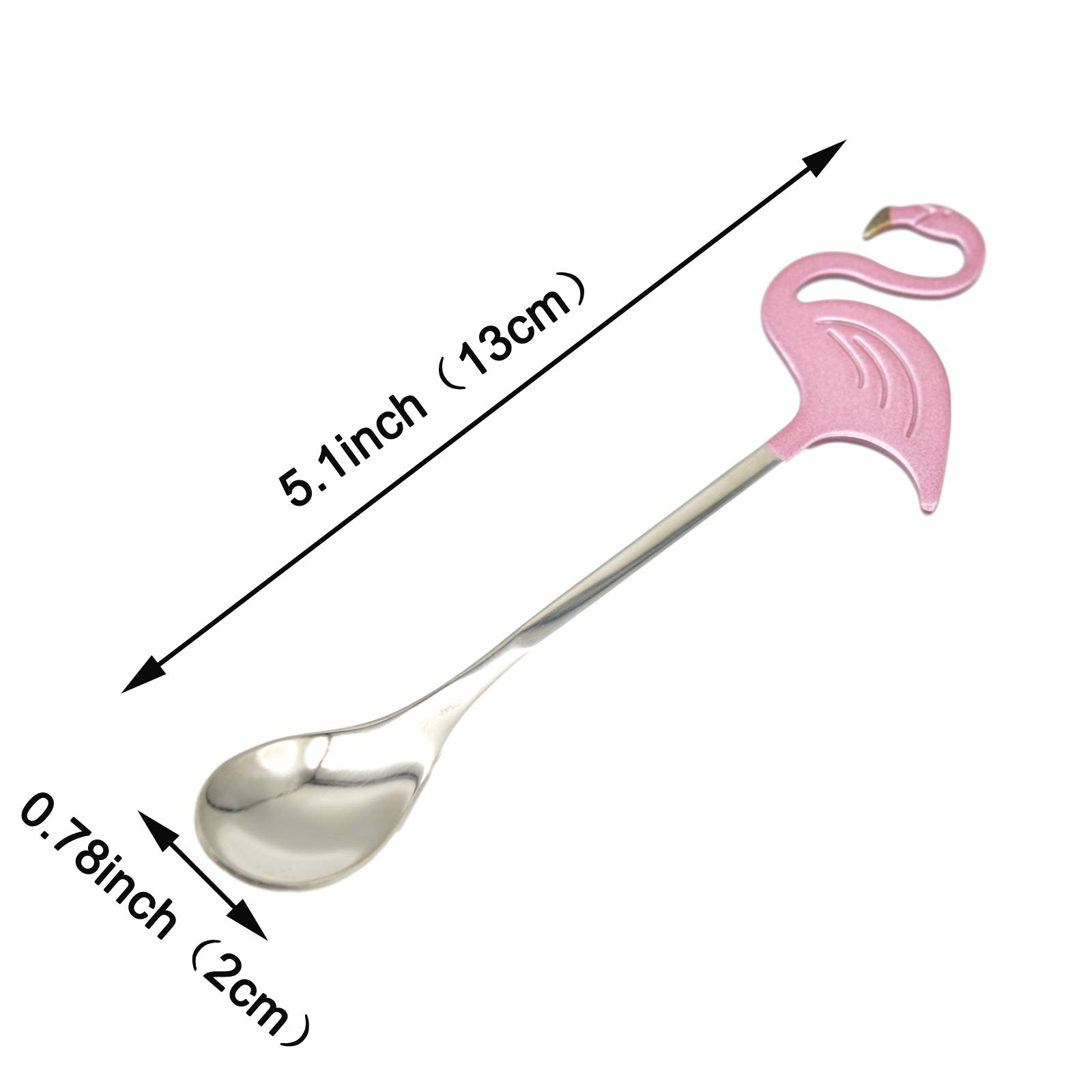 Maydahui 2PCS Flamingo Spoons 5.1 inch Animal Spoon18/10（304）Stainless Steel Dessert Coffee Stirring Spoon Teaspoon Tableware Kitchen Tools