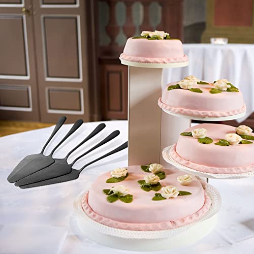 Black Pie Server 9 Inch Cake Stainless Steel Servers Dessert Pastry Washable Pie Cutter Pie Server Spatula Cake Knife with Serrated Design for Celebration Party Wedding Home (10 Pcs)