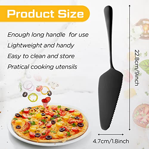 Black Pie Server 9 Inch Cake Stainless Steel Servers Dessert Pastry Washable Pie Cutter Pie Server Spatula Cake Knife with Serrated Design for Celebration Party Wedding Home (10 Pcs)