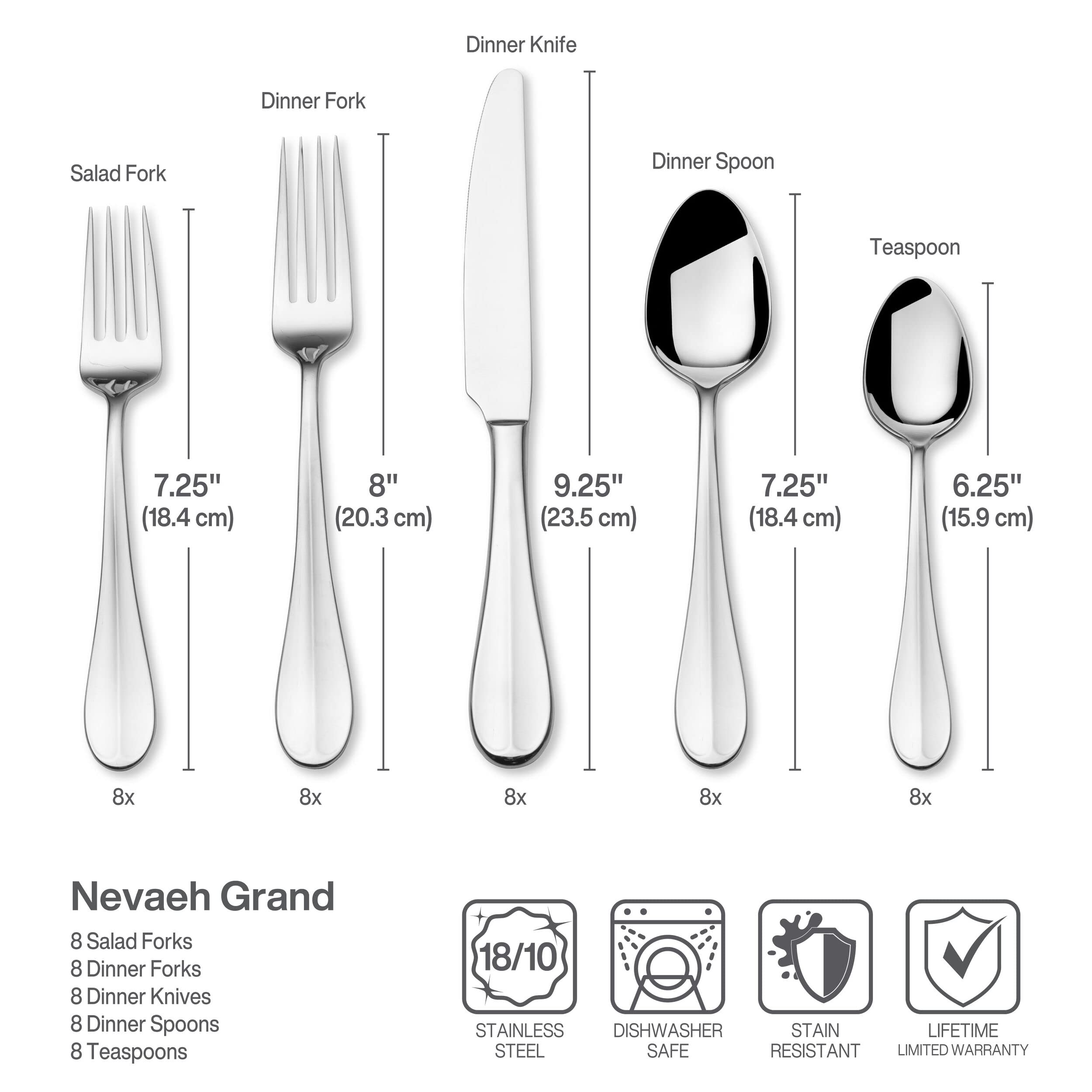 Fitz & Floyd Fitz and Floyd Nevaeh Coupe Silverware 45 piece service for eight, Gray, (5266455)